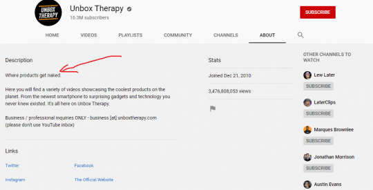 ערוץ יוטיוב תיאור unbox therapy